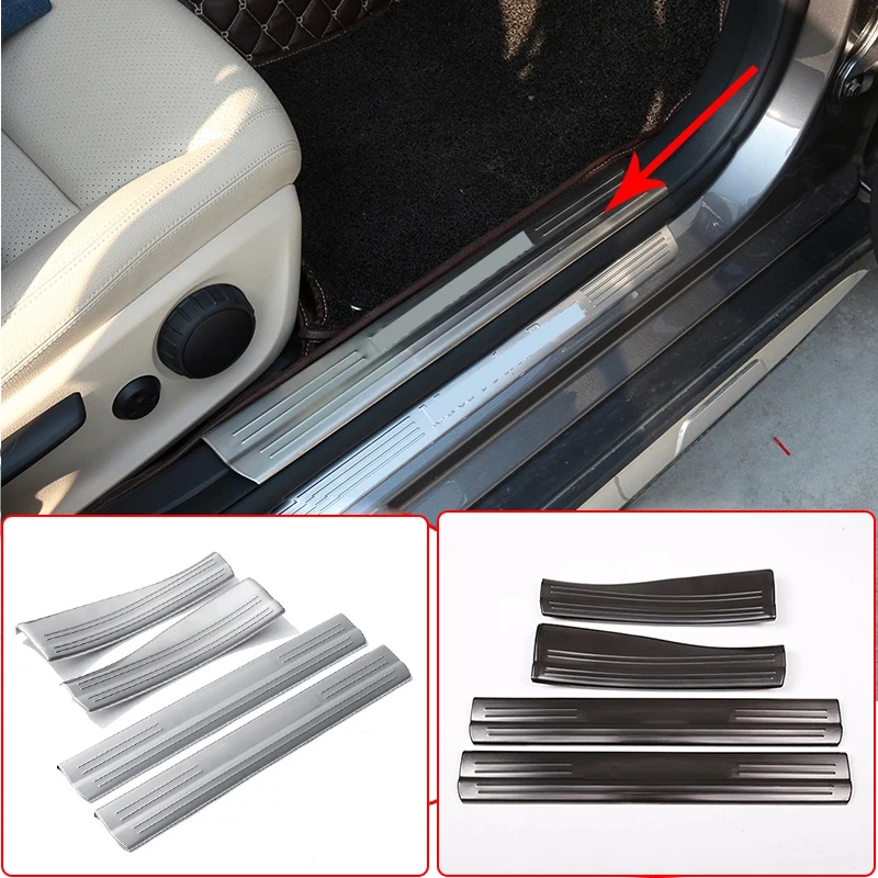 

4 X Black And Silver Door Sill Protect Plate Trim For Mercedes Benz A B Cla Gla Class W176 W246 W117 C117 X156 Car Accessories