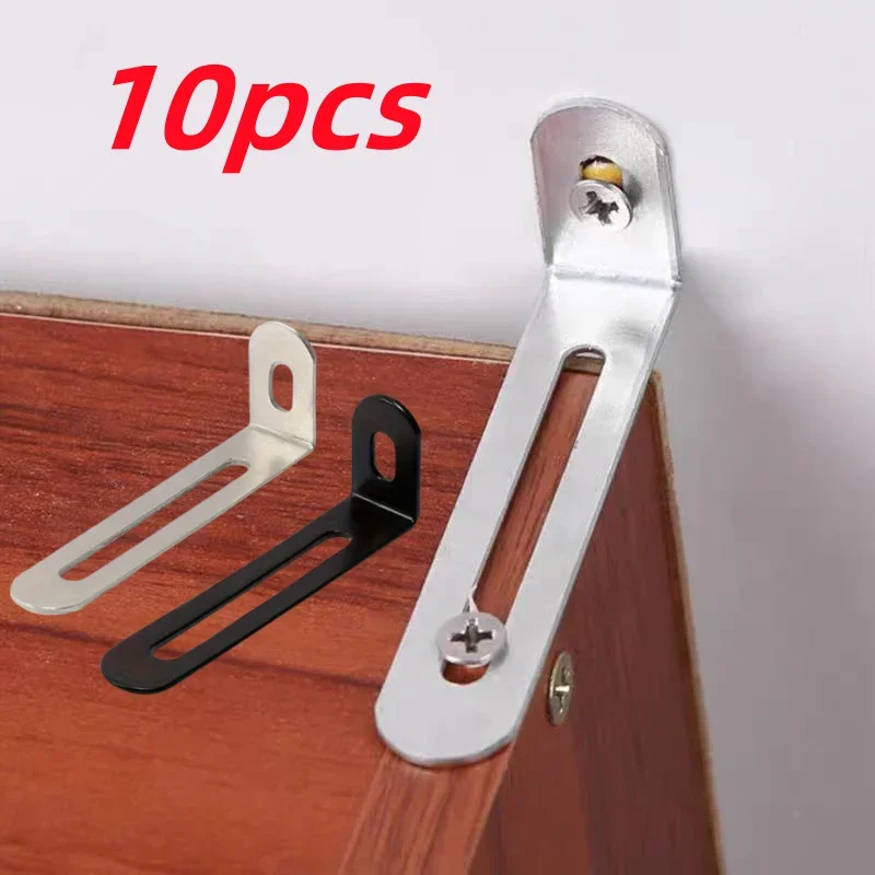 L-Shaped Adjustable Angle Brackets 10pcs Furniture Anti-Tilt Bookshelf Hardware Accessories