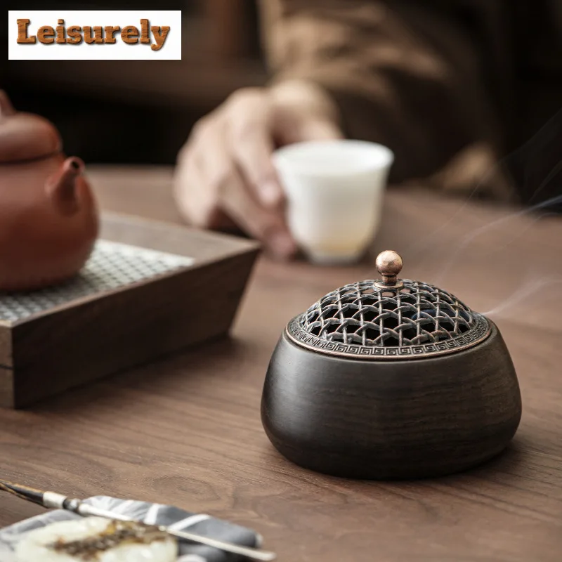 Zen Sandalwood Round Incense Holder Antique Incense Burners Mosquito Coil Holder Scented Aromatic Candles Drinkware Ornaments