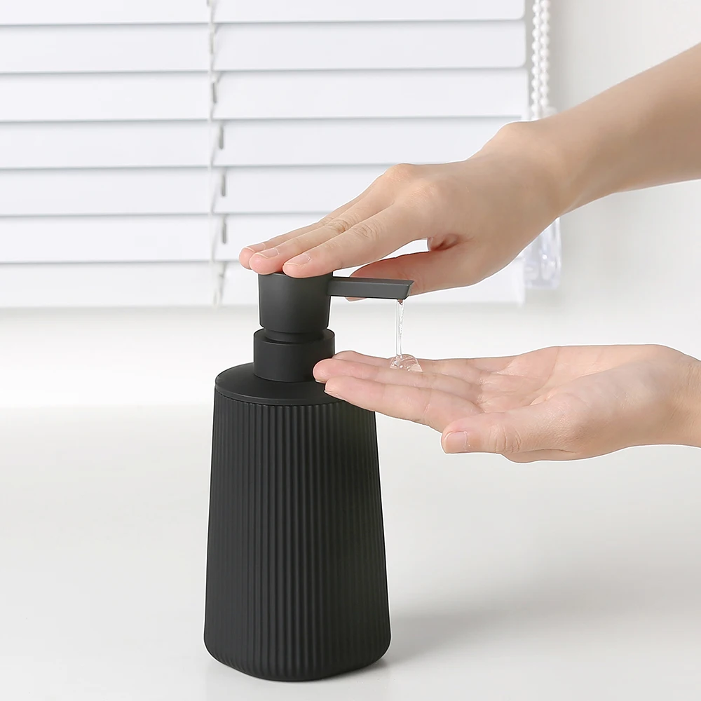 Hand Soap Dispenser for Bathroom and Kitchen Modern Farmhouse Striped Style Plastic Matte Black,soap dispenser,soap dispenser bottle,foaming soap dispenser,hand sanitizer dispenser