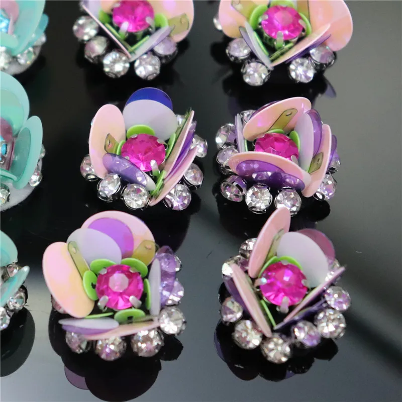 10 Stück 3D-Perlen-Patches, Blumen-Pailletten, zum Aufnähen von Applikationen für Ohrringe, DIY-Zubehör von Taschen, Schuhen, Socken – Detail 2