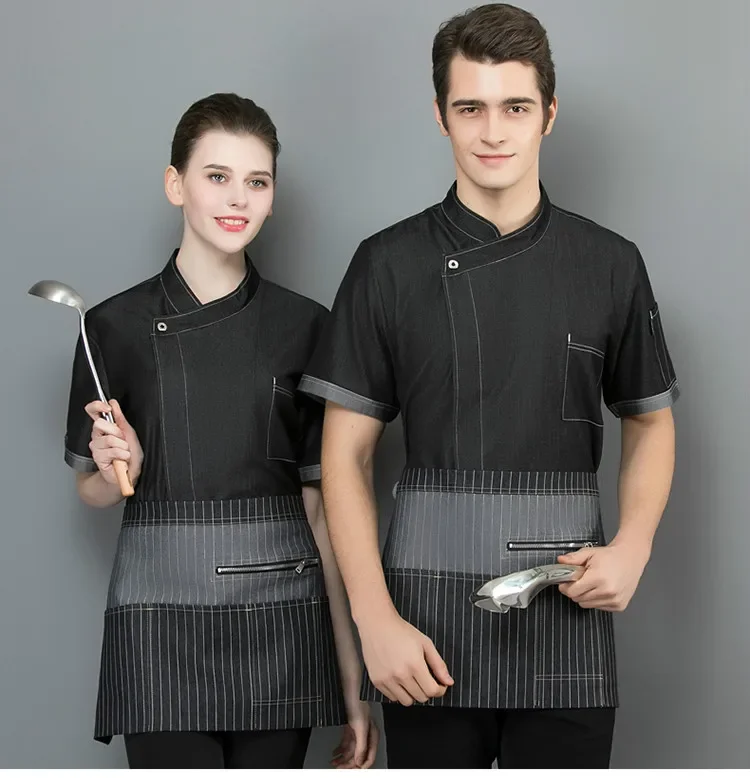 Summer Chef\'s Workwear Short Sleeve Chef Uniforms Women Men Food Services Western Restaurant Catering Hotel Cooking Clothes