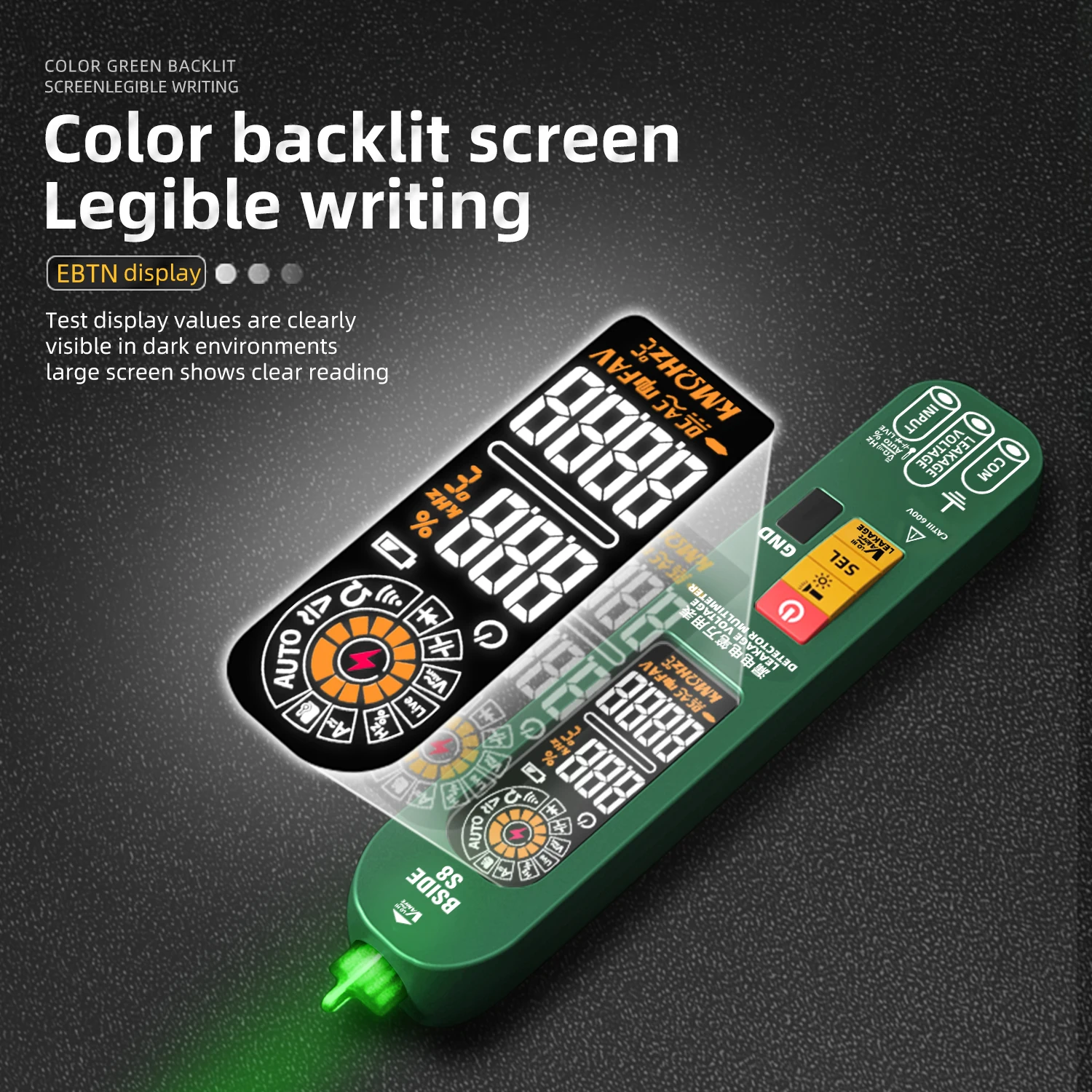 BSIDE-Multimètre numérique intelligent sans contact, testeur de tension, détection de fuite, puzzles rechargeables, température, affichage EBTN, nouveau – Image 6