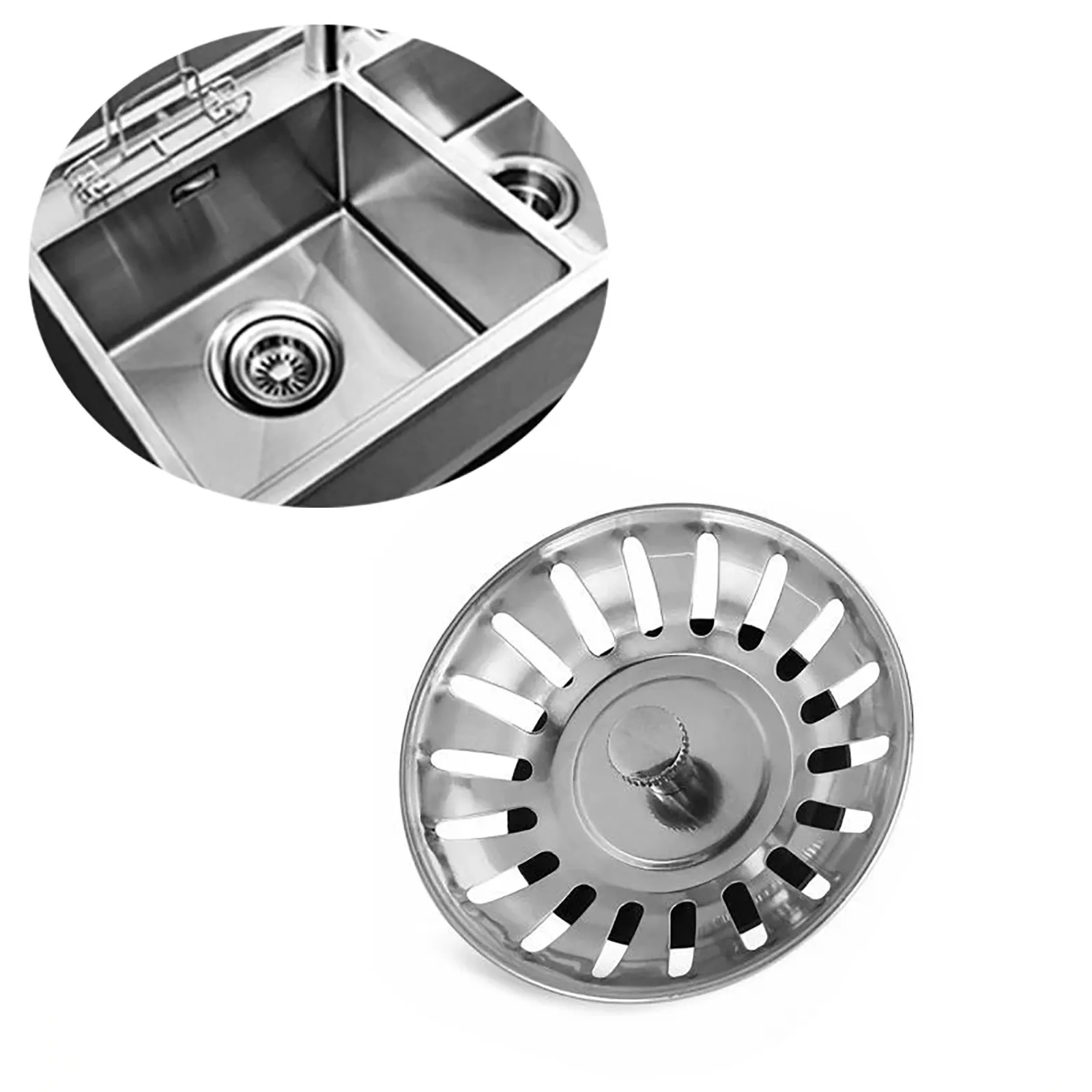 

Stopper Kitchen Stainless Sink Filter Basket Strainer Waste Steel Plug Kitchen，Dining & Bar Sink 1 1/2