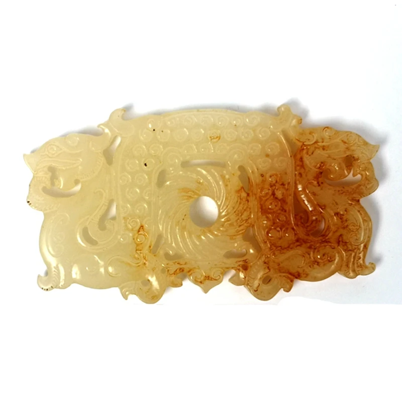 Yizhu Cultuer Art Collection Old China Jade Hand Carving Dragon Jade Disc Pendant Regalo Meraviglioso Dimensioni 88*48*7 Mm