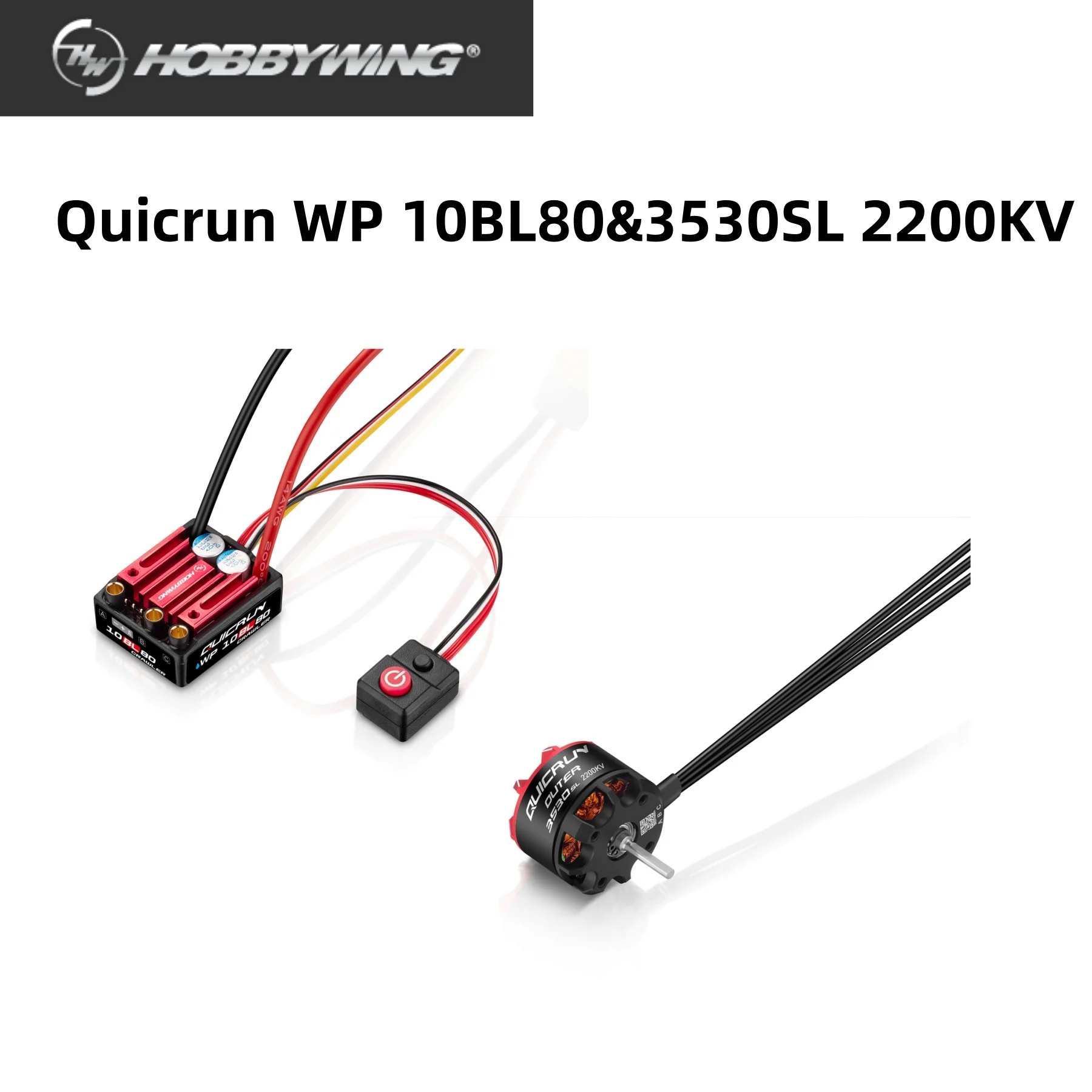 Côté du moteur brushless 2200KV avec dissipateur, adapté au Kit ESC Moteur Brushless Hobbywing QuicRun WP 10BL80 pour Crawler RC.