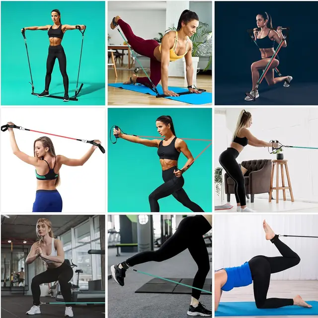 Portable Pilates Bar Kit with Resistance Bands for Exercise Resistance Bands Home Gym Equipment Supports Full Body Workouts New 3