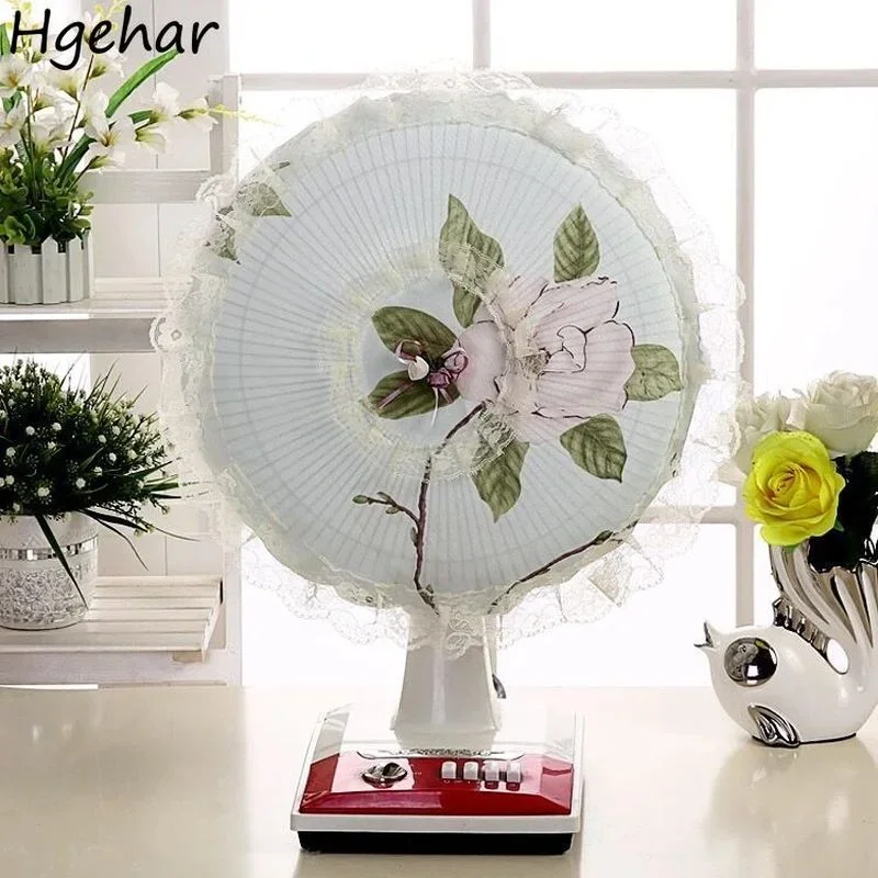 Electric Fan Covers Floral Decorative Table Dust Cover Household Universal Round Floor Anti-pinch Finger Protective Case