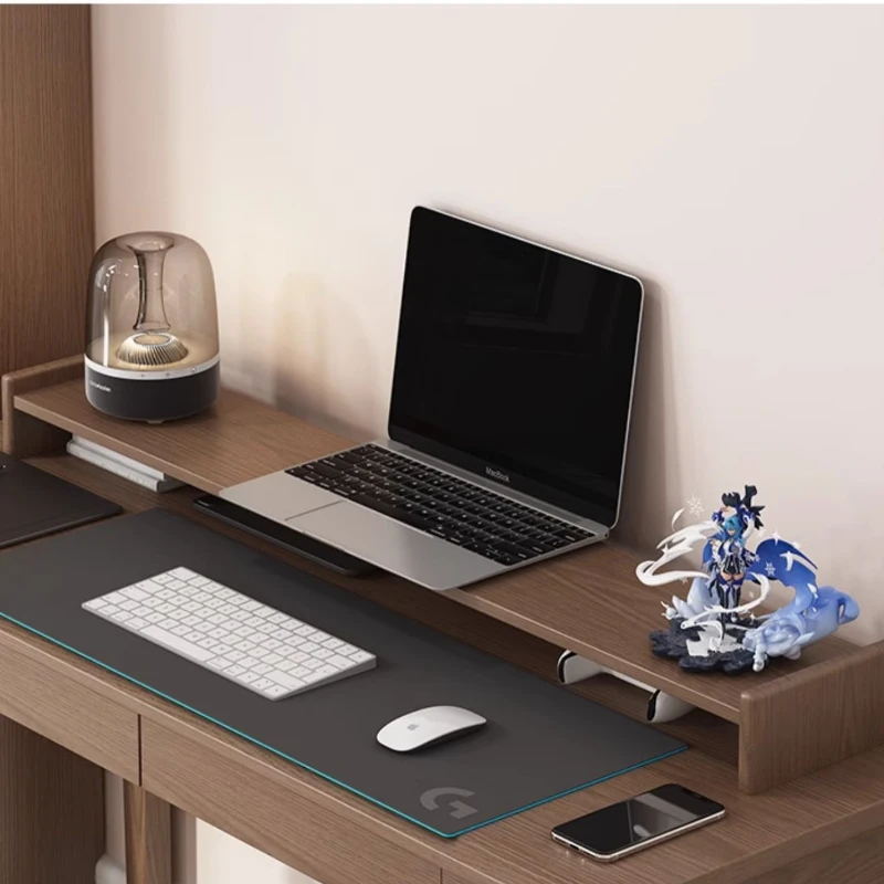 Adjustable Solid Wood Monitor Stand Ergonomic Desk Riser Office Laptop Computer Shelf with Storage Modern Workspace Organizer