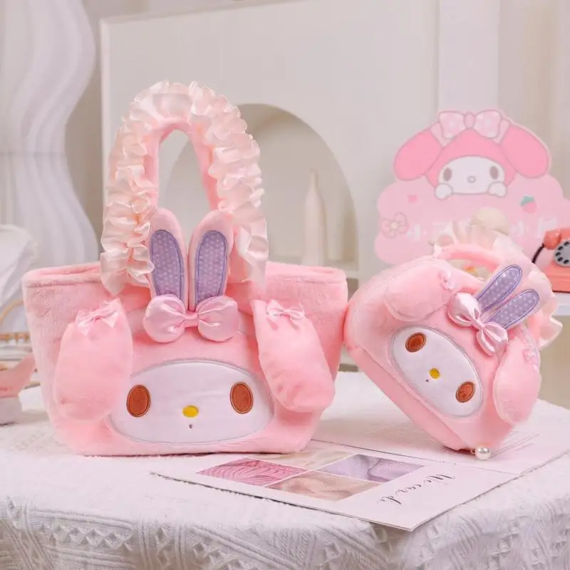 

2024 My Melody Makeup Bag Sanrioed Kawaii Anime Japanese Sweet Portable Bento Bag Girl Heart Cartoon Cute Handbag Gift for Kids