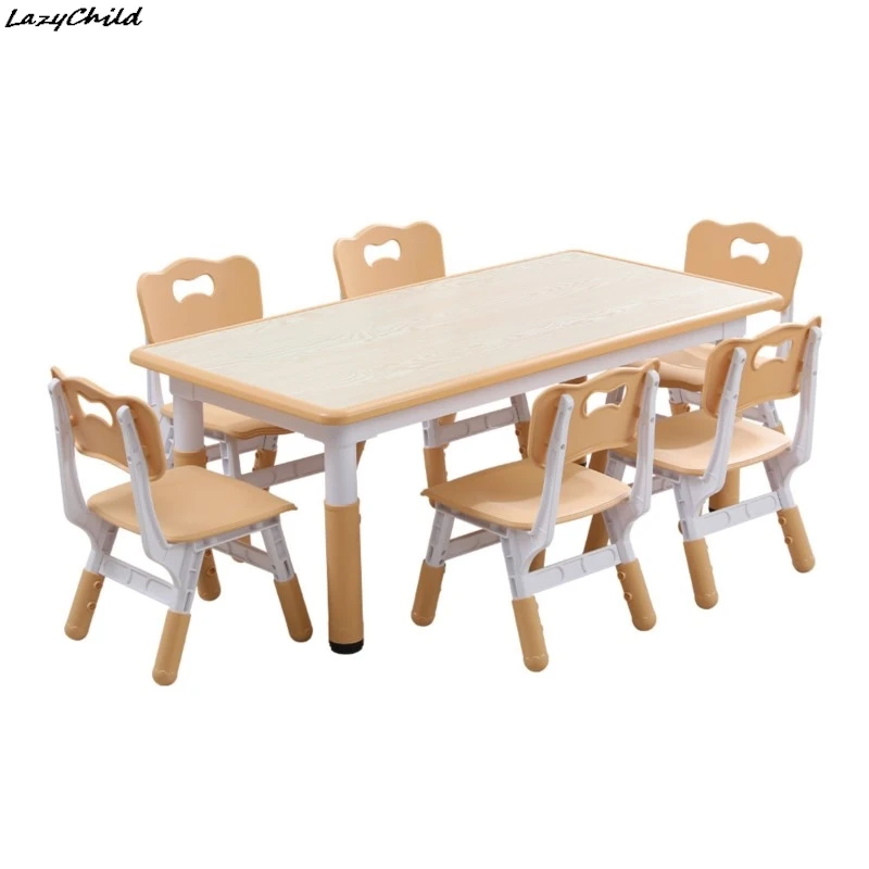Lazychild Kindergarten Adjustable Plastic Desk Chair Set For Children's Learning Tables Chairs Baby Early Education Toy Table 5