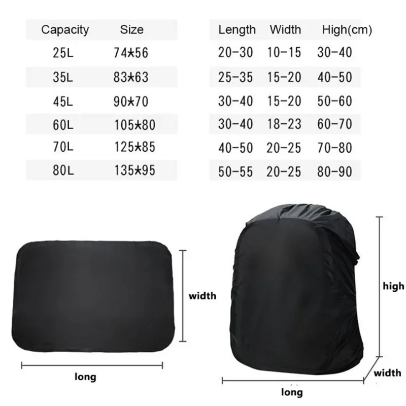 Rain Cover Backpack 20L 35L 40L 50L 60L Waterproof Bag Camo Tactical Outdoor Camping Hiking Climbing Dust Raincover 6