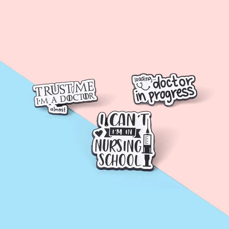 Creative Letters Medical Equipment Enamel Brooch Doctor Needle