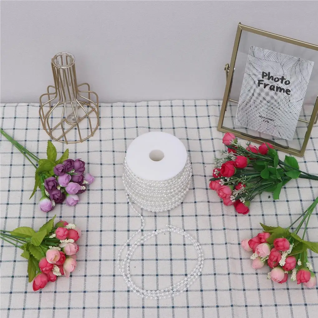 30m Imitation Pearl Bead Roll Cotton Thread Trim Faux Rolled Chain Jewelry Accessories DIY Wedding Party Crafts