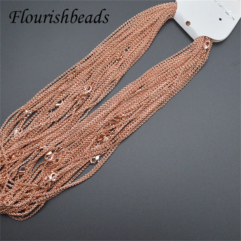 

10pcs/lot Link Chian 17.7inches New Design Nickel Free Anti Fading Pink Rose Gold Plated Surface Cutting Necklace Chains