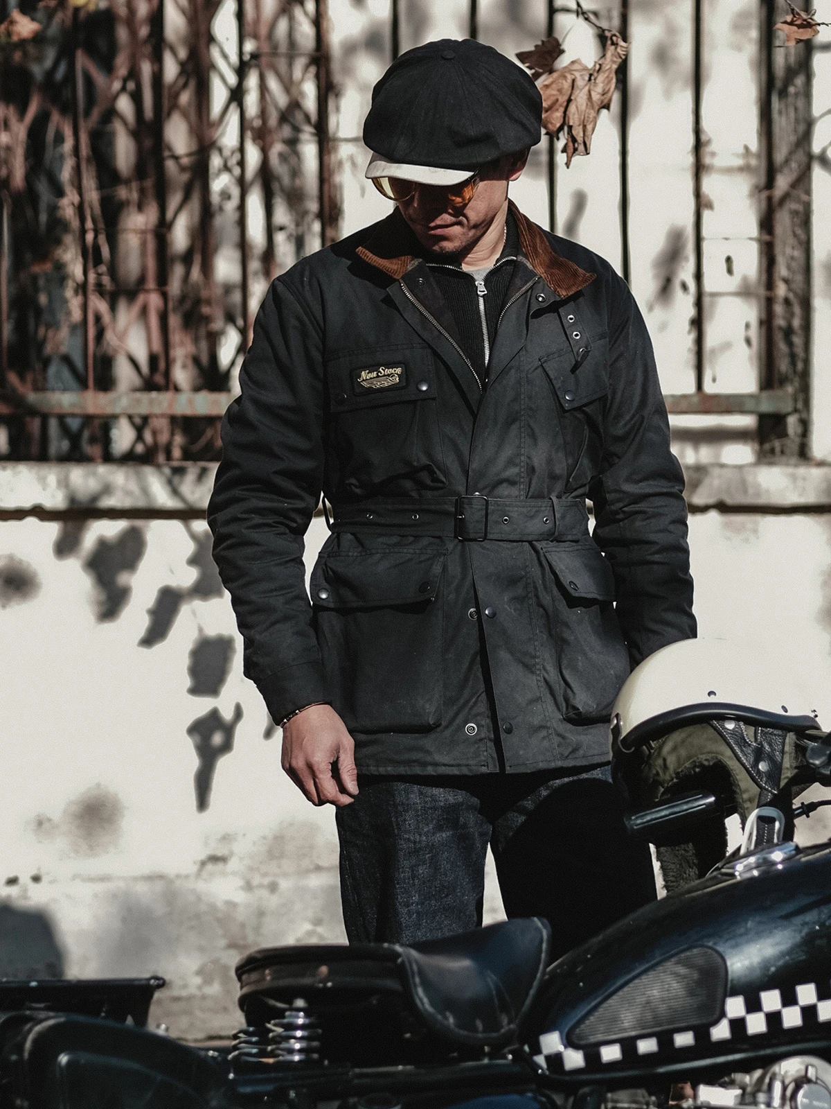 Non Stock International Wax Jacket Vintage Motorcycle Biker