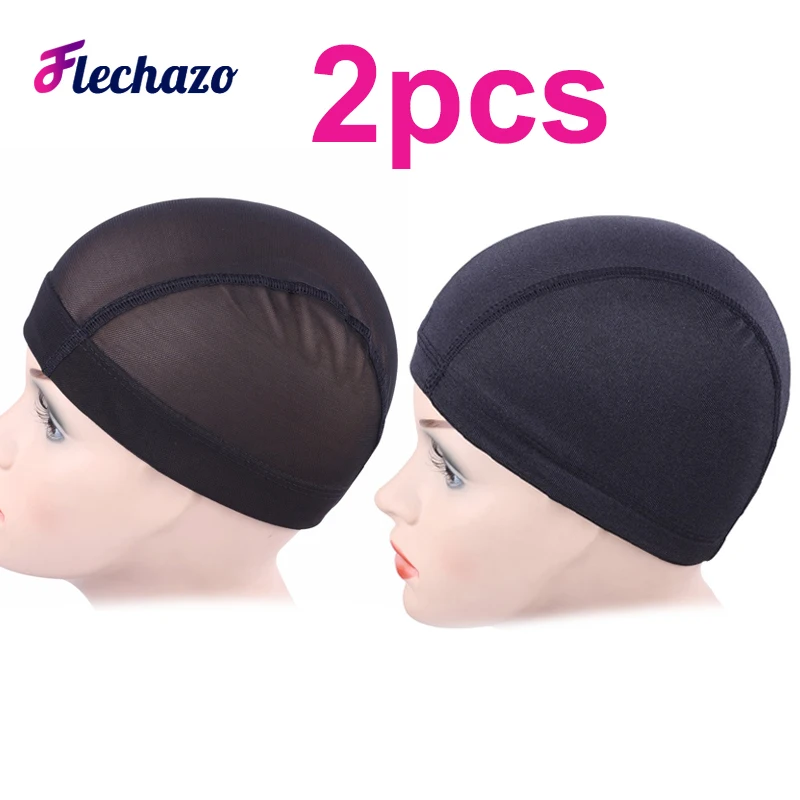 2Pcs Flechazo Mesh Dome Wig Cap S/M/L Small Medium Large Head Wig Caps for Sew In Hair Stretchable Weaving Cap