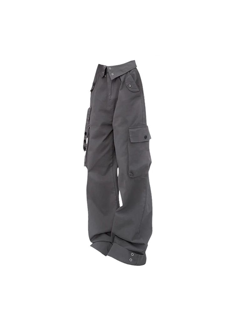 

Women's Grey Cargo Pants Baggy Fashion Oversize 2000s Vintage Y2k Pants Trousers Female Hip Hop Joggers Streetwear 2023 Summer