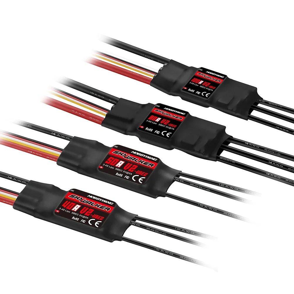 Hobbywing Skywalker 20a/30a/40/50a/60/80a/100a/Rc Fpv Quadcopter 비행기 헬리콥터 용 Ubec이있는 브러시리스 Esc 속도 컨트롤러