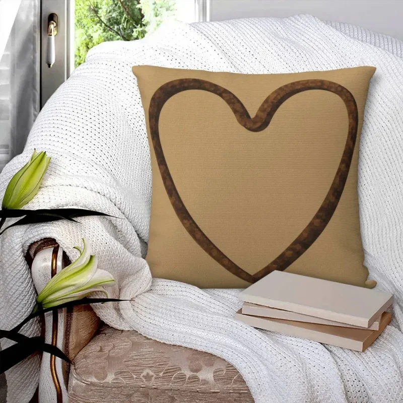 

Brown Glitter Heart Square Pillowcase Pillow Cover Polyester Cushion Decor Comfort Throw Pillow for Home Sofa