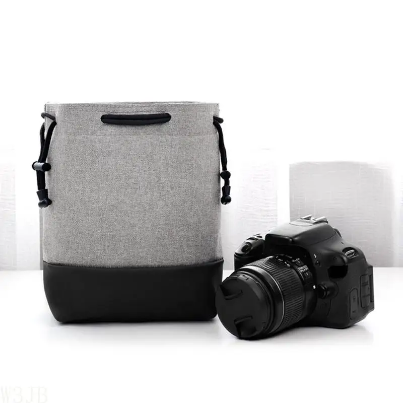 W3JB Professionelle stoßdämpfende Objektivtasche, wasserdichte Tasche aus Oxford-Leder mit Kordelzug, kompakte Tragetasche für – Detail 10