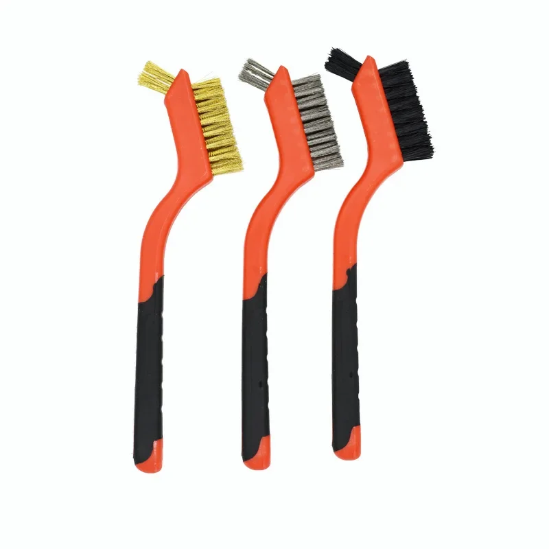 7 Inches Stainless Steel Brush Brass Cleaning Brush Polishing Rust Remover Metal Wire Burring Cleaning Tool Family 3-piece set