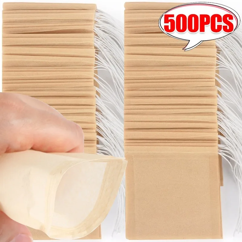 Disposable Tea Bags 100/500x Cloth Tea Bags With Drawstring For Kitchen Coffee Bean Leaf Tea Powder Herbal Medicine