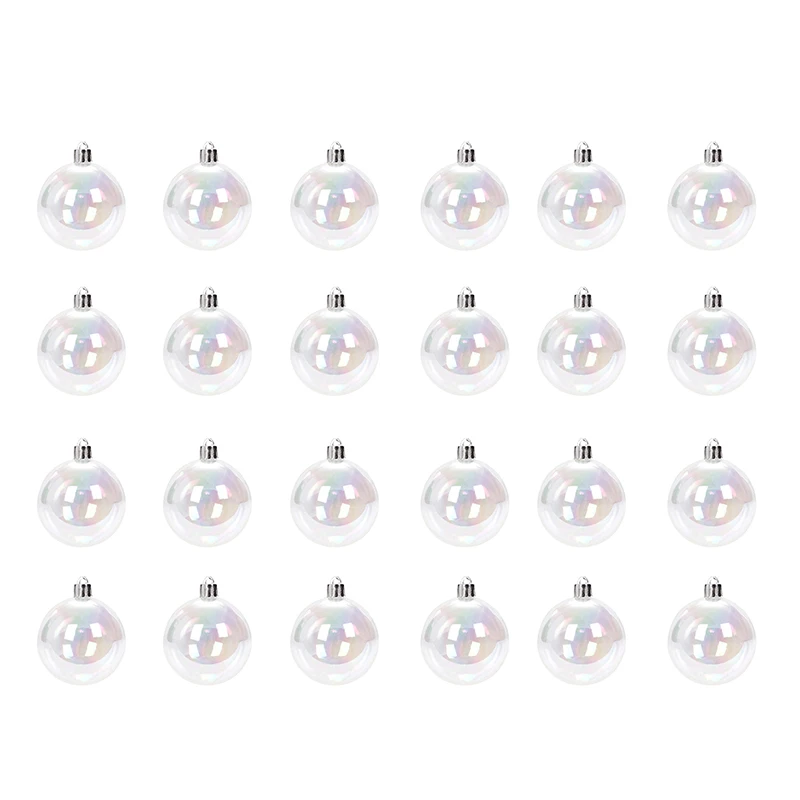 thumbnail image 1 of 24 bolas iridiscentes navideñas de 5 cm, transparentes e irrompibles, para decoración navideña, para colgar en el árbol de Navidad, regalo para fiestas y festivales, 1 of 5