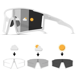 Enhanced Photochromic Sports Sunglasses - Oversized Wraparound Frame, UV400 Comfort Fit for Outdoor Activities (C5 - white)