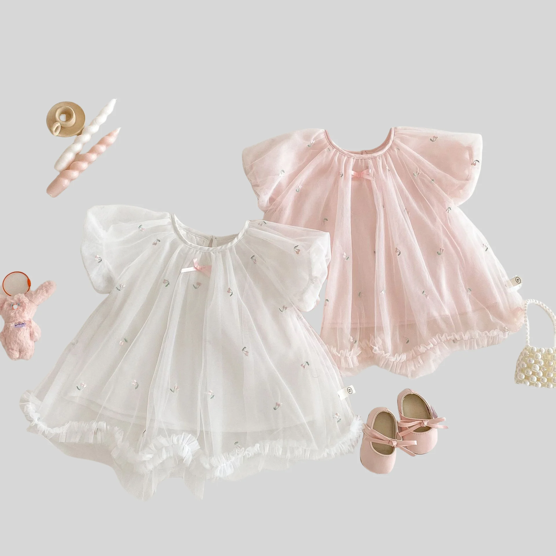 Summer New Girls Princess Dress Lightweight Breathable Korean Sweet Style Embroidery Dress For Girls