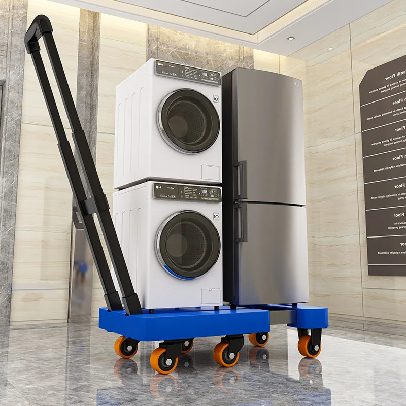 Telescopic tie rod flatbed truck folding silent trolley express pulling trolley six-wheeled small thickened trailer