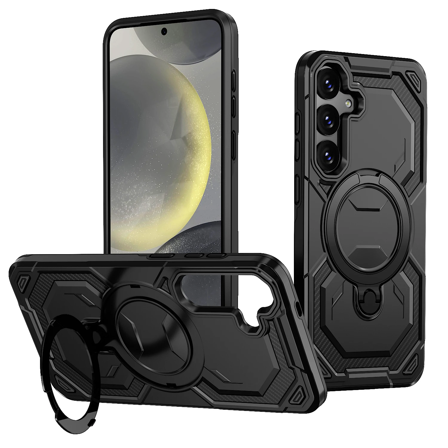 Heavy Duty Armor Magnetic Case with Ring Kickstand Cover