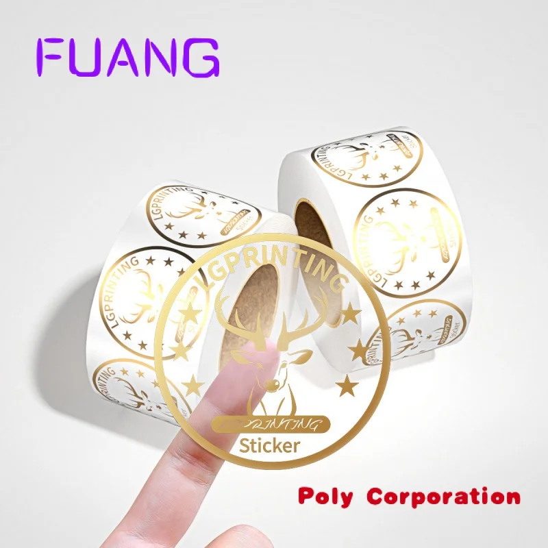 

Custom Customized Printing LOGO Self Adhesive Clear Gold Foil Circle Stickers Vinyl Transparent Label