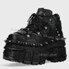 Rivets Gothic Sneaker Thick Bottom Platform Punk Rock Dark Style Lace-Up Fashion Sexy Women Shoes Round Toe Genuine Leather New 2