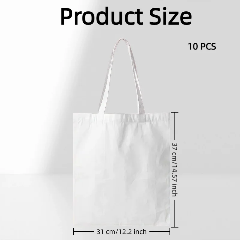 10개 31x37cm 캔버스 승화 프린팅용 토트백, 열전사, 타이다이, 광고, 페인팅, 공예, 도서관, DIY 선물용