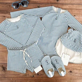 Boys Blue Stripe Swimsuit 1