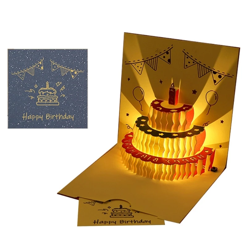 3D up Happy Birthday Card Cake Festival Invitation Greeting Memorial Cards for Birthday Valentine Day Mother Day