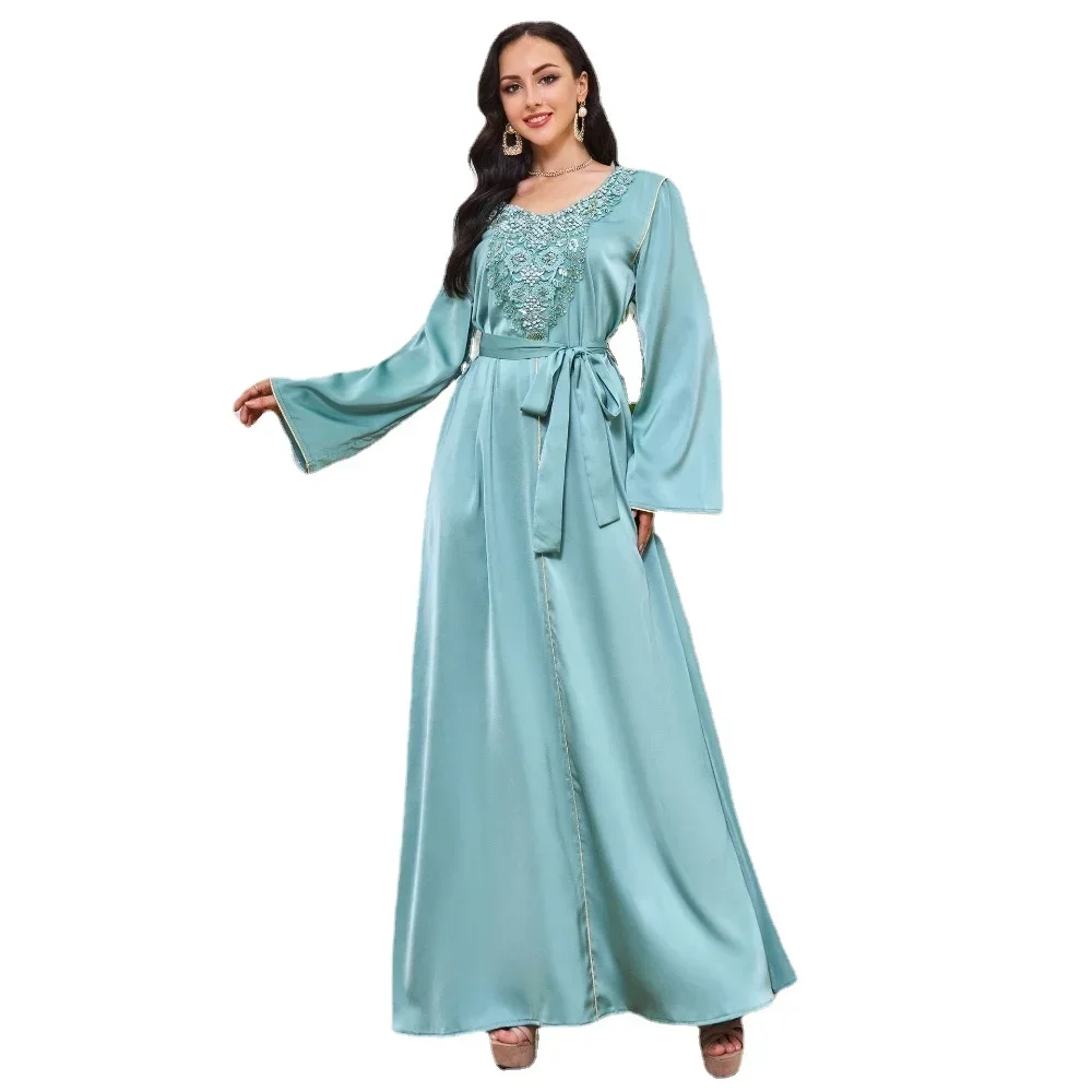 

Zigui Abaya Dubai Luxury Diamonds Saudi Arabia Beaded Embroided Robe Femme Musulma Long Sleeve Caftan Girls Muslim Evening Dress