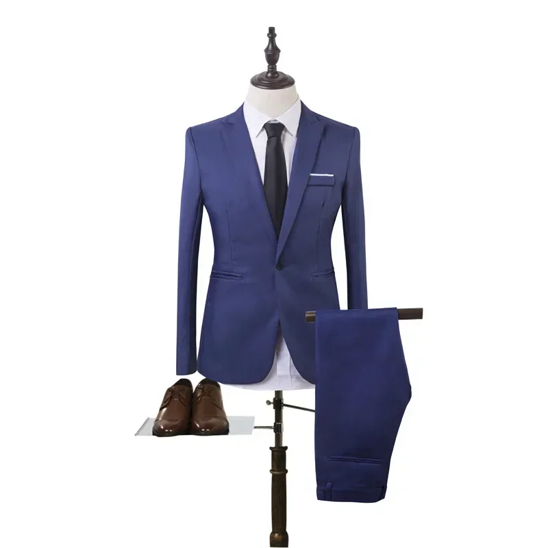 Men's Two-piece Business Suit Spring Summer Fashion Casual Suit Korean Version Slim Suit Trend Wedding Suits for Men