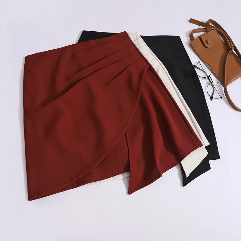 

ITOOLIN Women Summer Slim Irregular Mini Skirts Casual High Waist Office A-line Skirts Package Hip Skirts For Women Suit Skirt