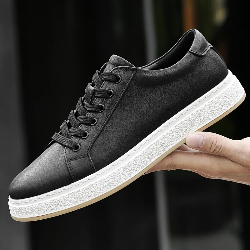 Chaussures de skate en cuir véritable – baskets casual homme_voghion.com