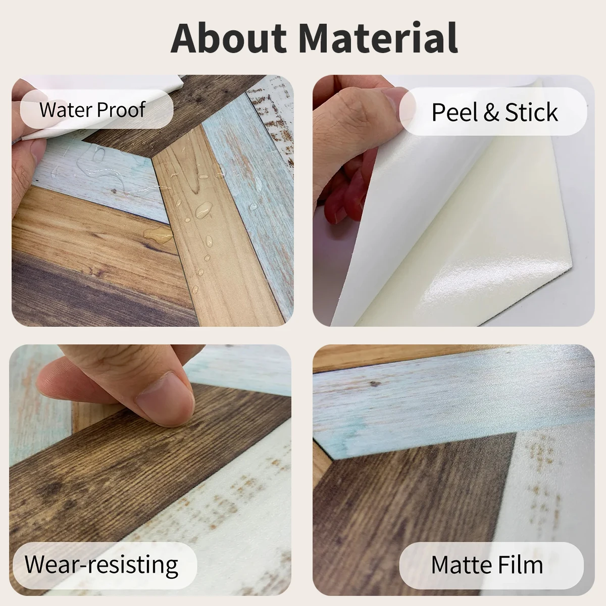 1 set of 11PCS Wood Grain Hexagonal Floor Stickers Waterproof Anti-slip Floor Stickers