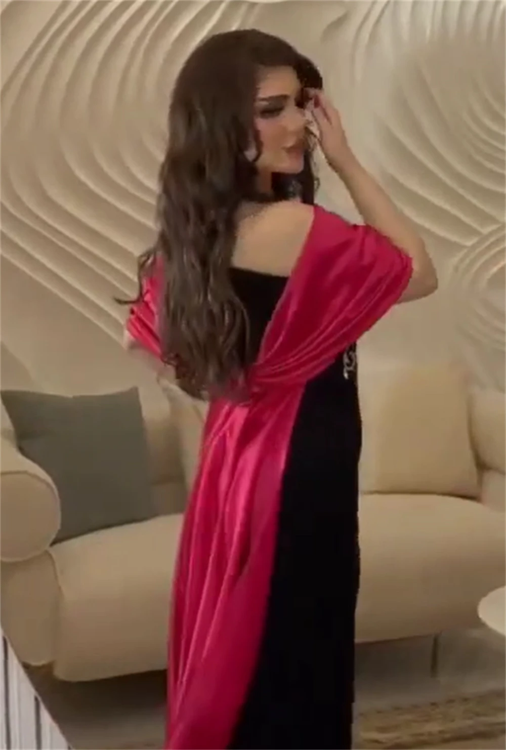 فستان سهرة ساتان بدون حمالات ، زهور كوكتيل ، غمد م...