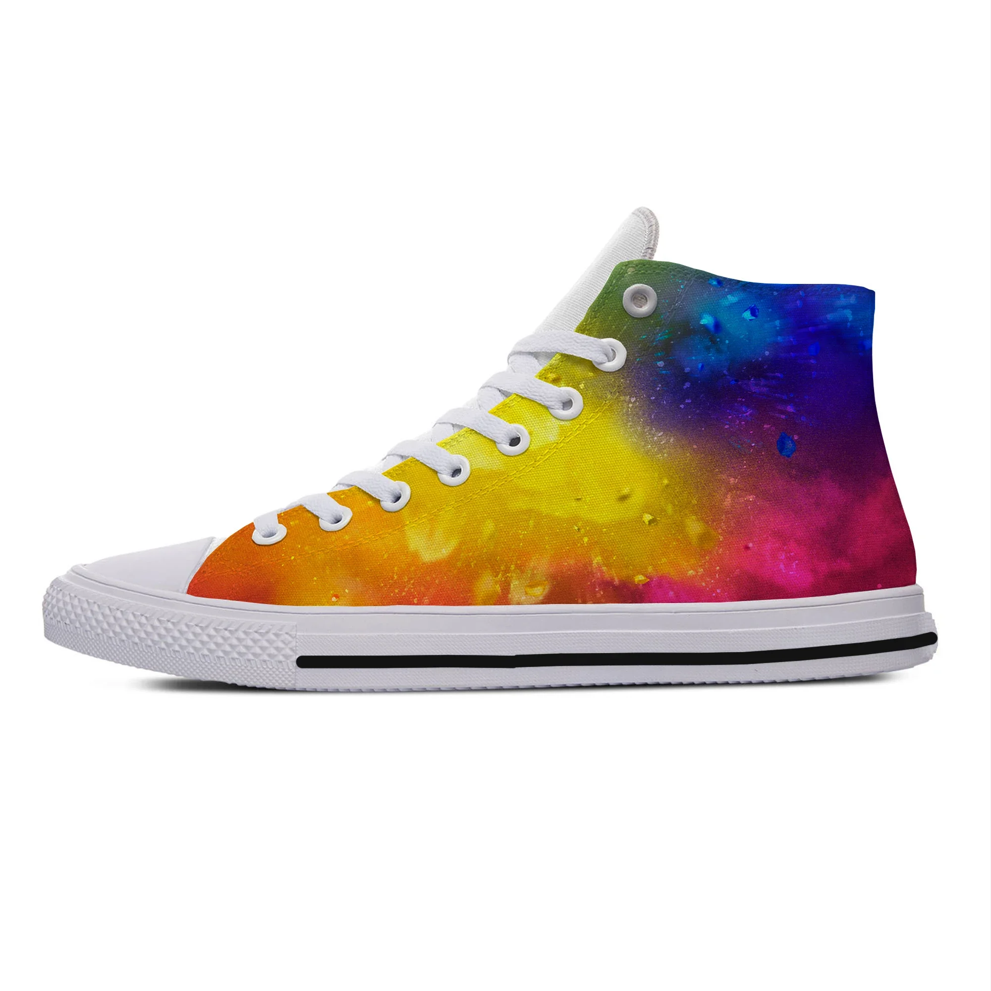 Abstract Multicolor Waves Digital Art New Arrive Lightweight High Top Canvas Shoes Men Women Casual Breathable Latest Sneakers
