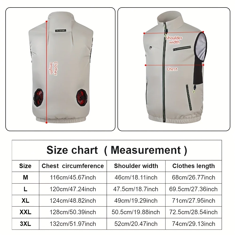 Breathable 9-Blade Cooling Vest Men's fan vest-3-Speed Fan for Camping, Fishing, Hiking & High Temperature Outdoor Work Gear
