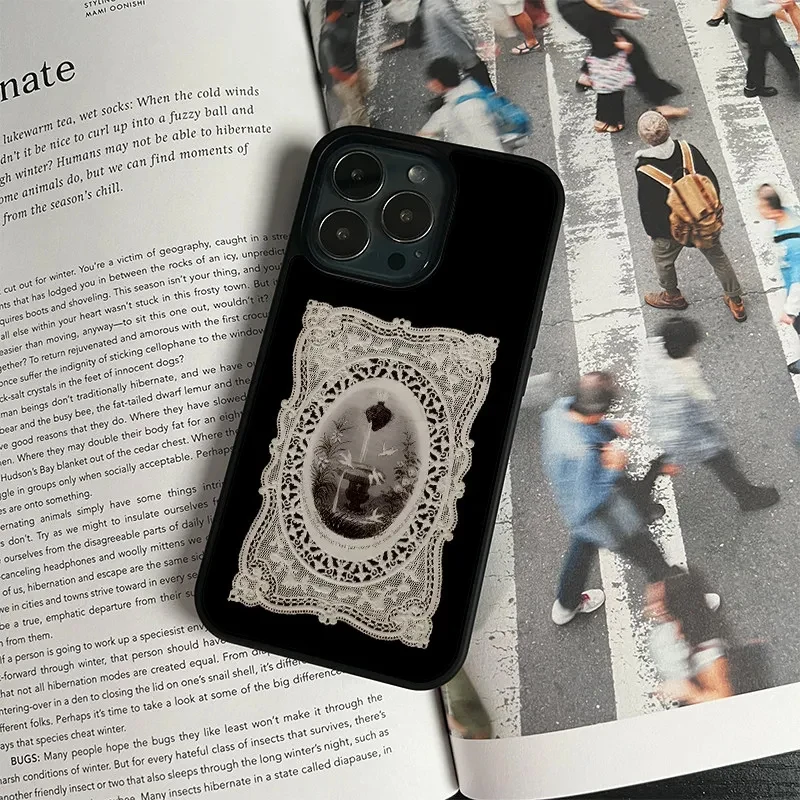 Vintage Lace-Inspired Shockproof Phone Case - Y2K Style