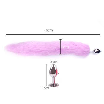 Adult Long Imitation Fox Hair Metal Anal Plug Cosplay Couple Flirting Sex Toy Faux Fox Tail Design Cosplay Supply sex toys 6