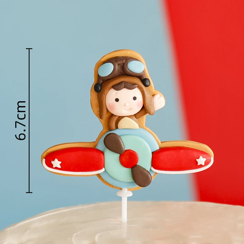 Pilot Themed Cake Decoration Cartoon Red and Blue Flying Airplane Boy Baby First Birthday Party Cloud Balloon Insert Baby Shower party decorations birthday party supplies cake topper cake decorations cake toppers