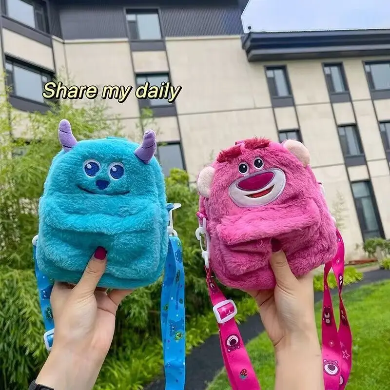 

New Disney Shoulder Bags Anime Plush Bags Kawaii Handbags Cartoon Lotso Sulley Sullivan Crossbody Bags Storage Pouch Girls Gifts