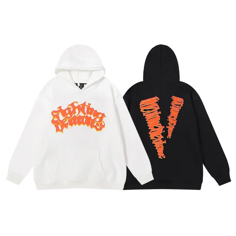 

New Hoodies Female Couple Loose Street Sweatshirts Hip Hop Trend Men's Cotton Casual Letter Printing Hoodies Big V 1639